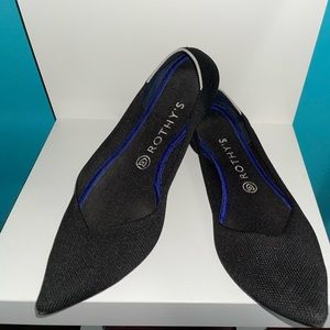 Rothy’s black pointed toe flats, size 8.5